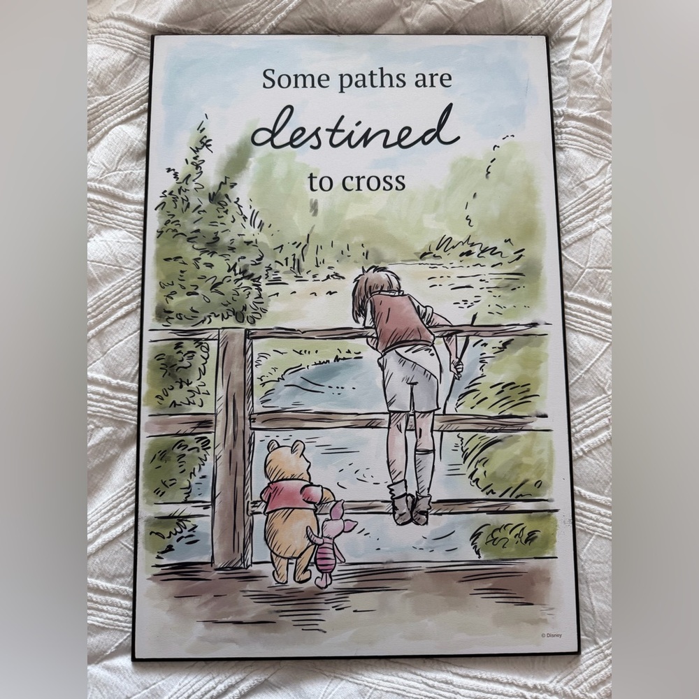 NWT Disney Winnie the Pooh Wall Print Sign “Some Paths are Destined to Cross”